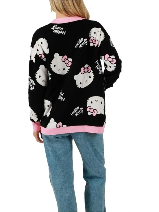 Hello Kitty Black & Pink Relaxed Fit Cardigan Jacket - Picture 6 of 6